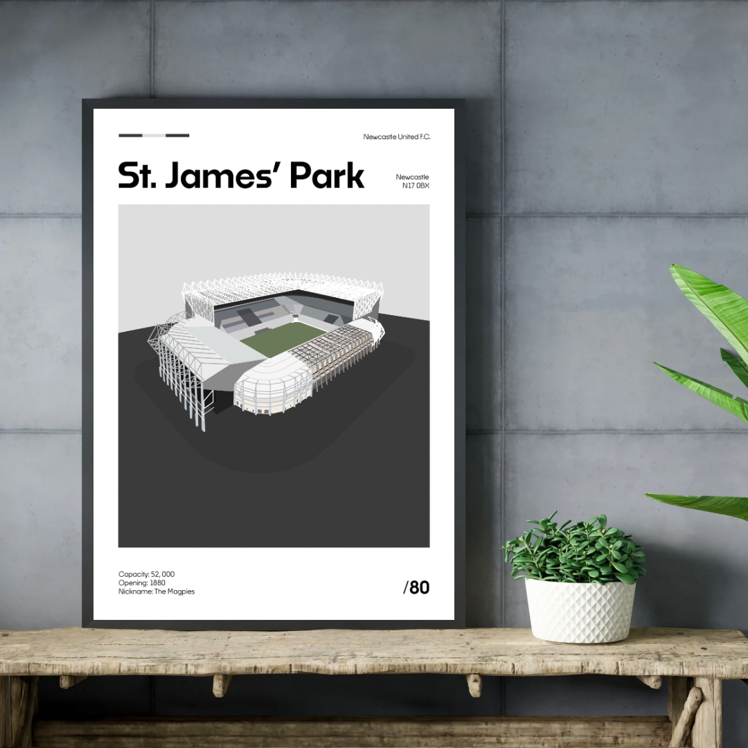 St James Park Stadium - Newcastle United FC Minimalistic Art Print