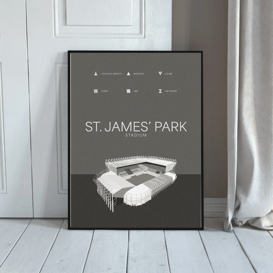 St James Park Stadium - Newcastle United FC Black & White Art Print
