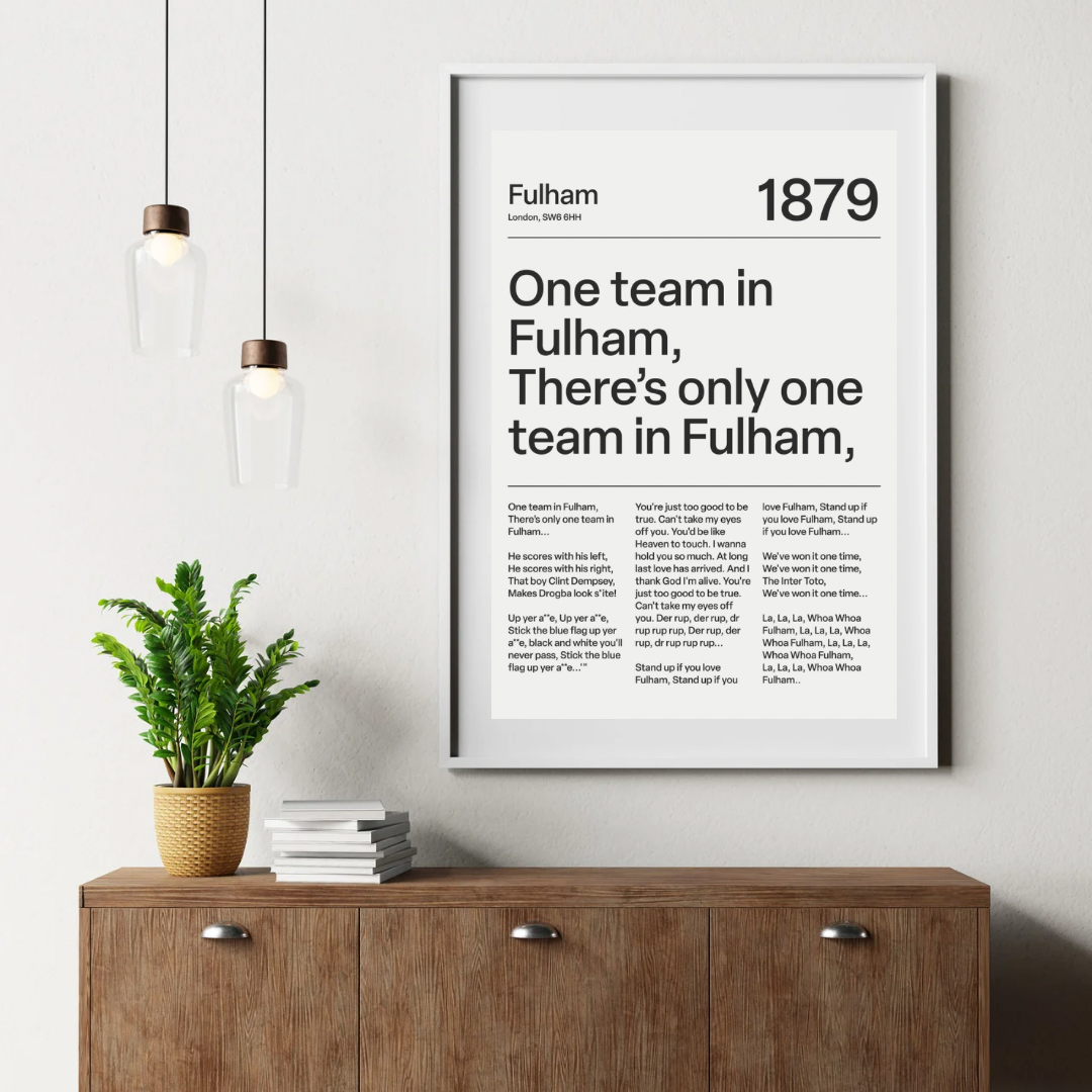 "One Team in Fulham!" Fulham F.C. Art Print (White)