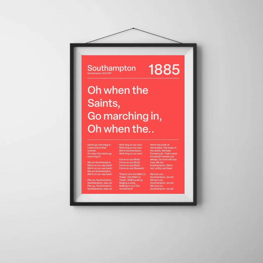 "Oh When the Saints Go Marching In" Southampton F.C. Art Print (Red)