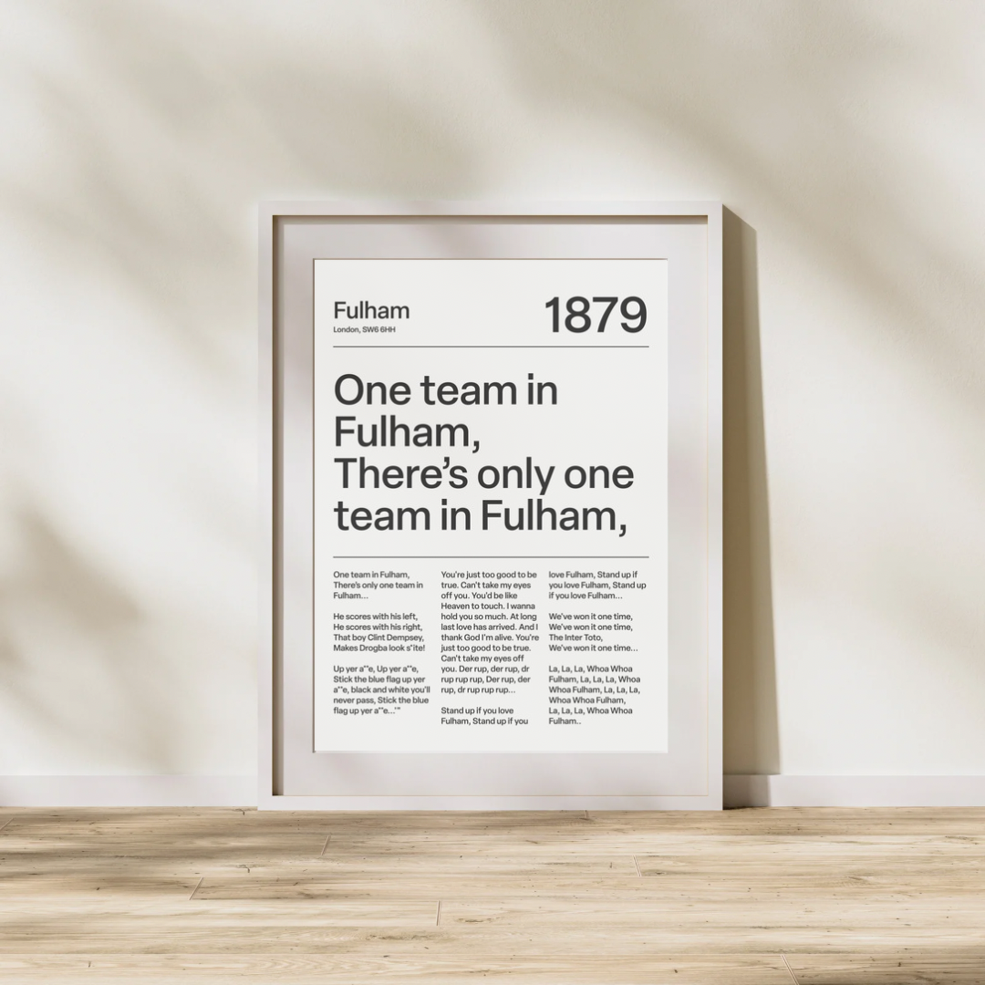 "One Team in Fulham!" Fulham F.C. Art Print (White)