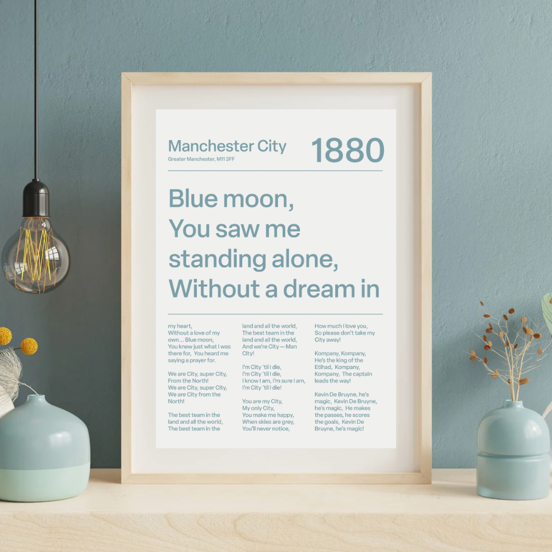 "Blue Moon" Manchester City F.C. Art Print (White)
