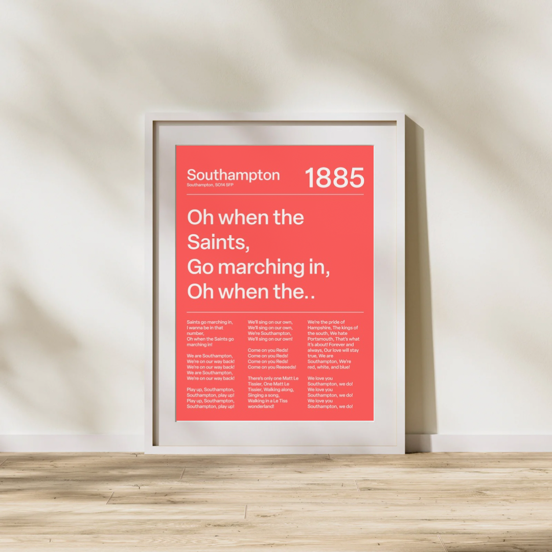 "Oh When the Saints Go Marching In" Southampton F.C. Art Print (Red)
