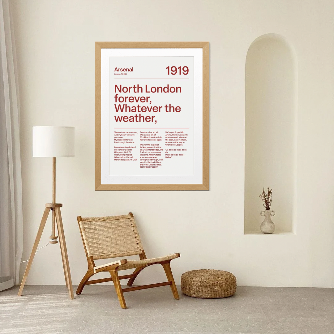 "North London Forever" Arsenal F.C Art Print (White)