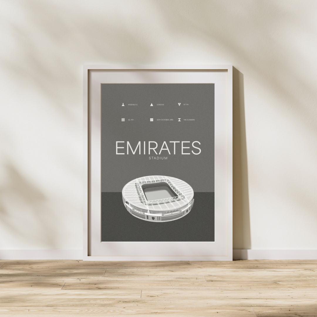 Emirates Stadium - Arsenal FC Black & White Art Print