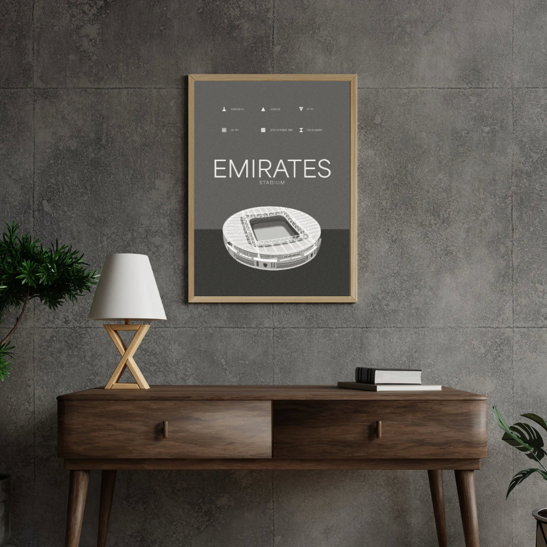 Emirates Stadium - Arsenal FC Black & White Art Print