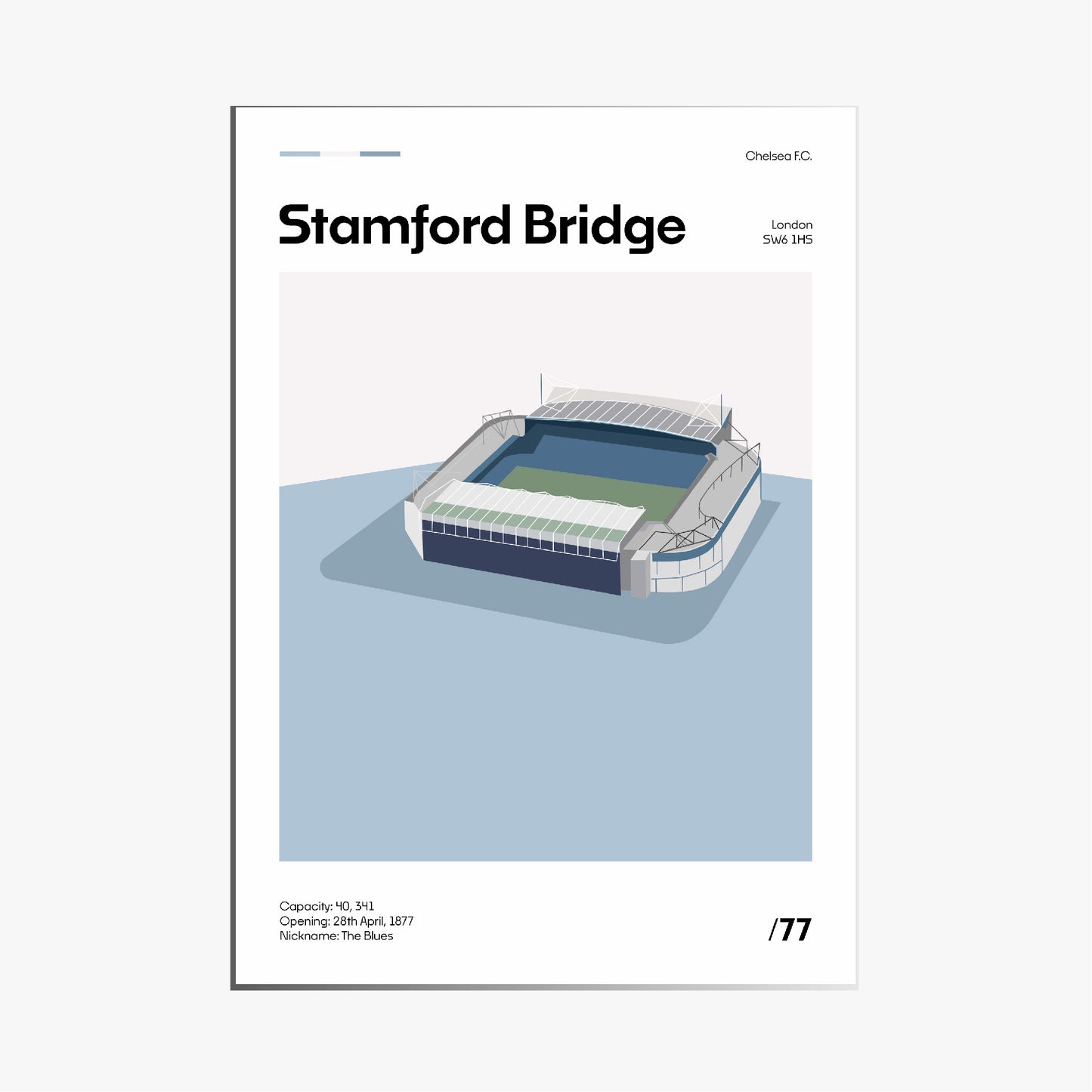 Stamford Bridge Stadium - Chelsea FC Minimalistic Art Print