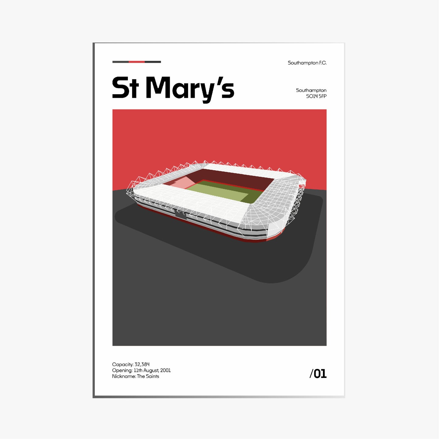 St Mary´s Stadium - Southampton FC Minimalistic Art Print