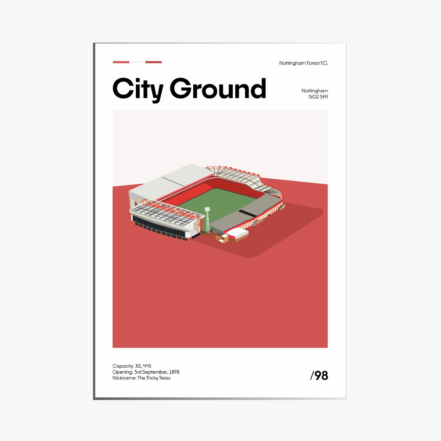 City Ground Stadium - Nottingham Forest FC Minimalistic Art Print