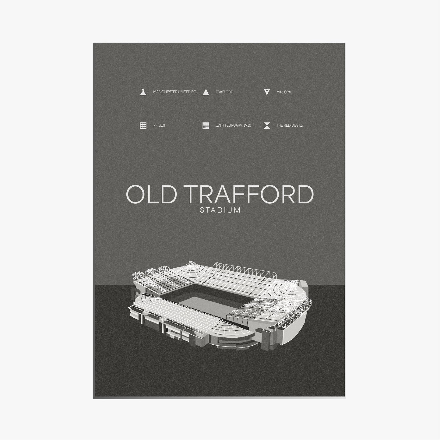 Old Trafford Stadium - Manchester United FC Black & White Art Print