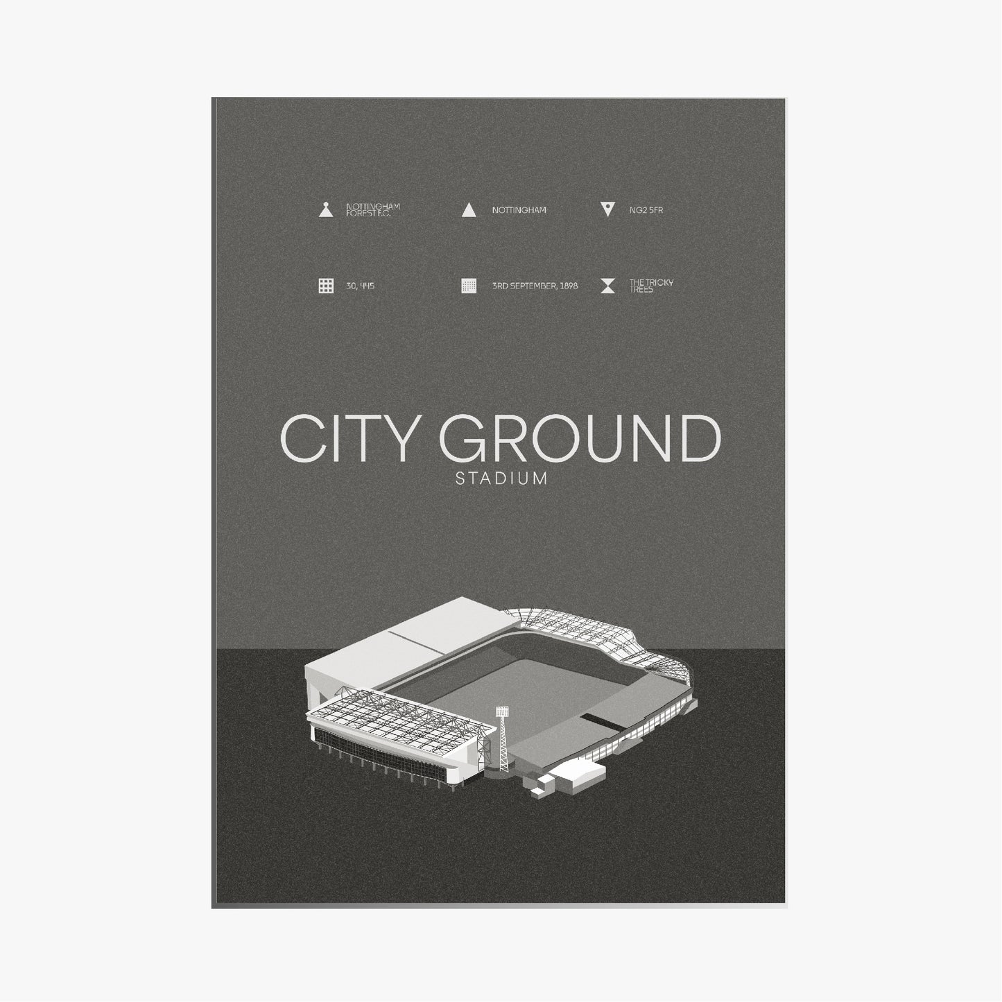 City Ground Stadium - Nottingham Forest FC Black & White Art Print