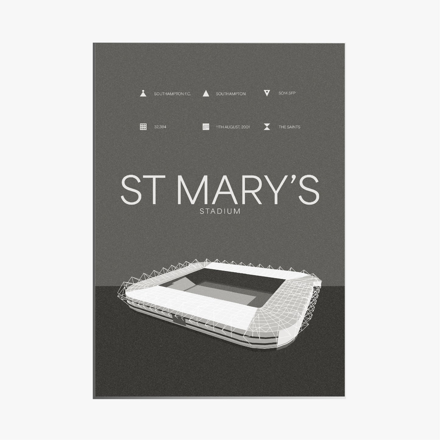 St Mary´s Stadium - Southampton FC Black & White Art Print