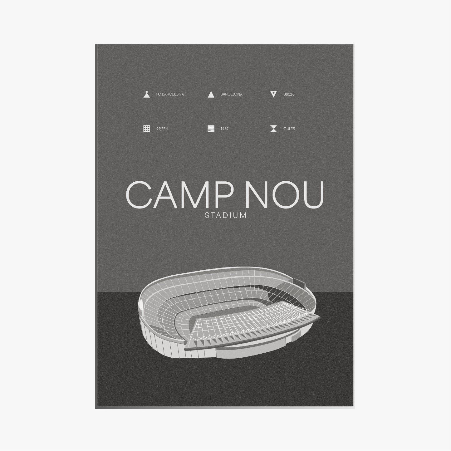 Camp Nou - Barcelona CF Black & White Art Print