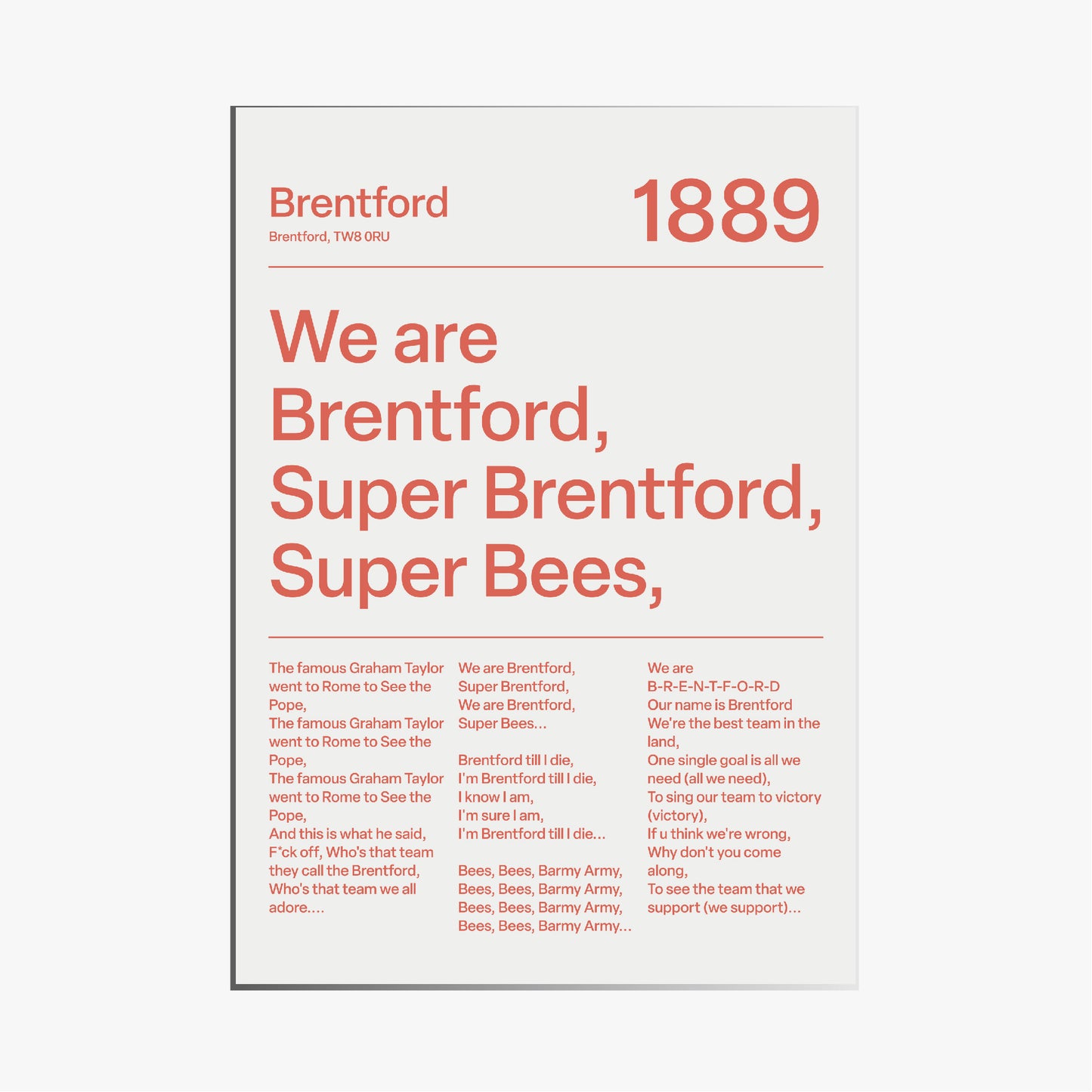 "We are Brentford..." Brentford F.C. Art Print (White)