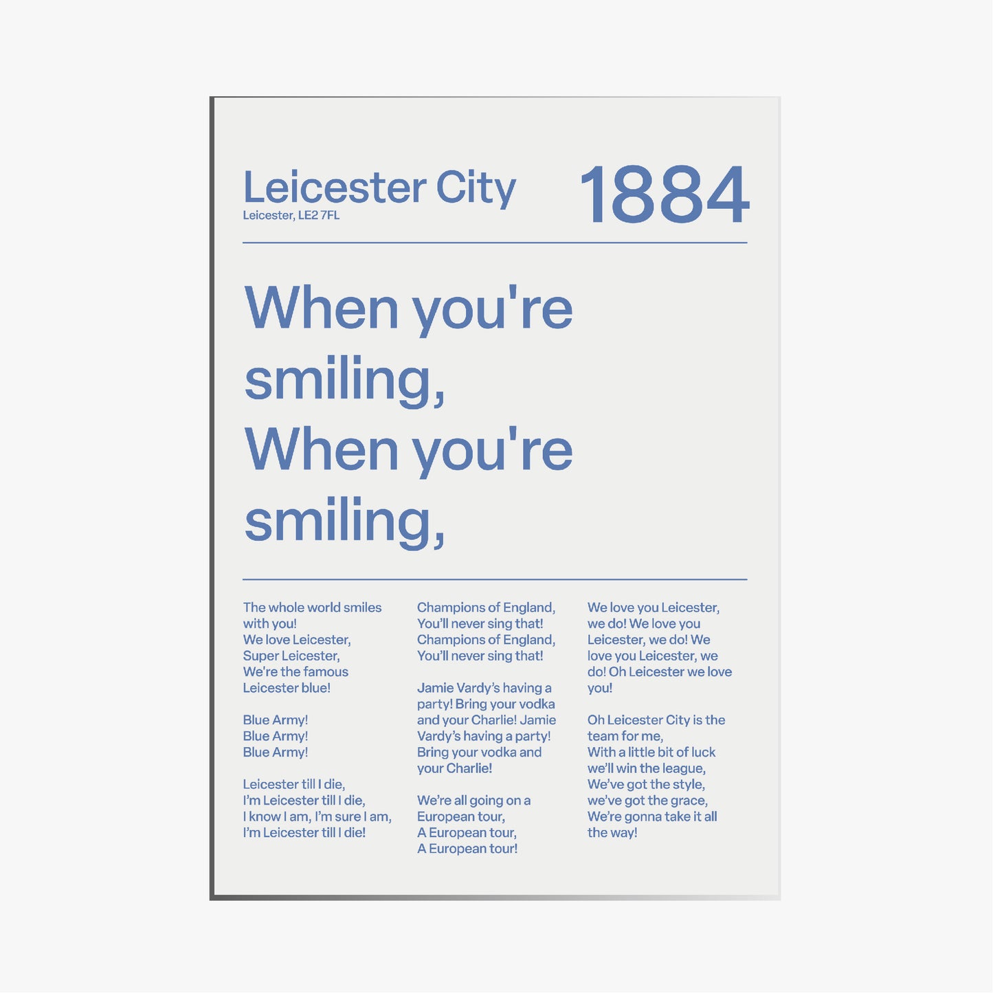 "When you´re smiling" Leicester City F.C. Art Print (White)
