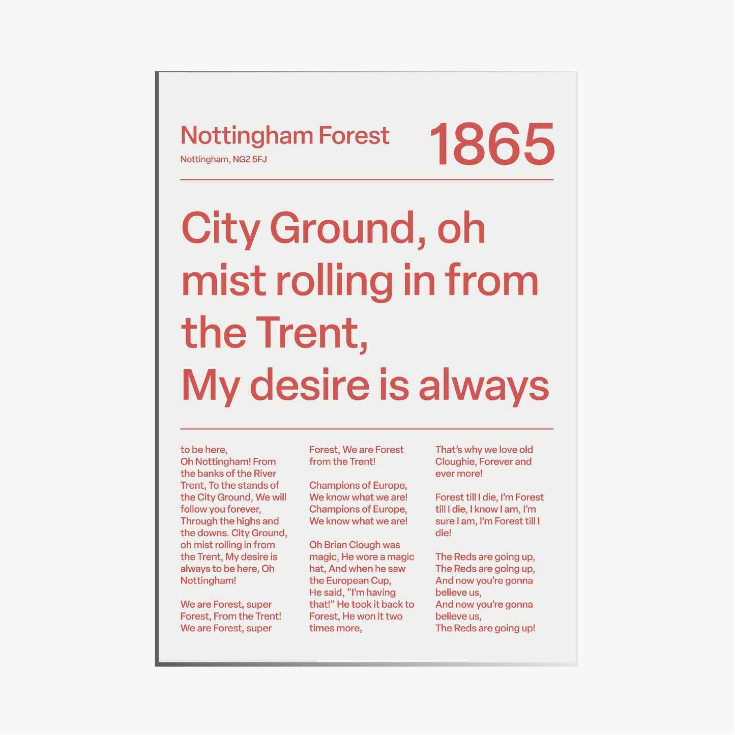 "Mull of Kintyre" Nottingham Forest F.C. Art Print (White)