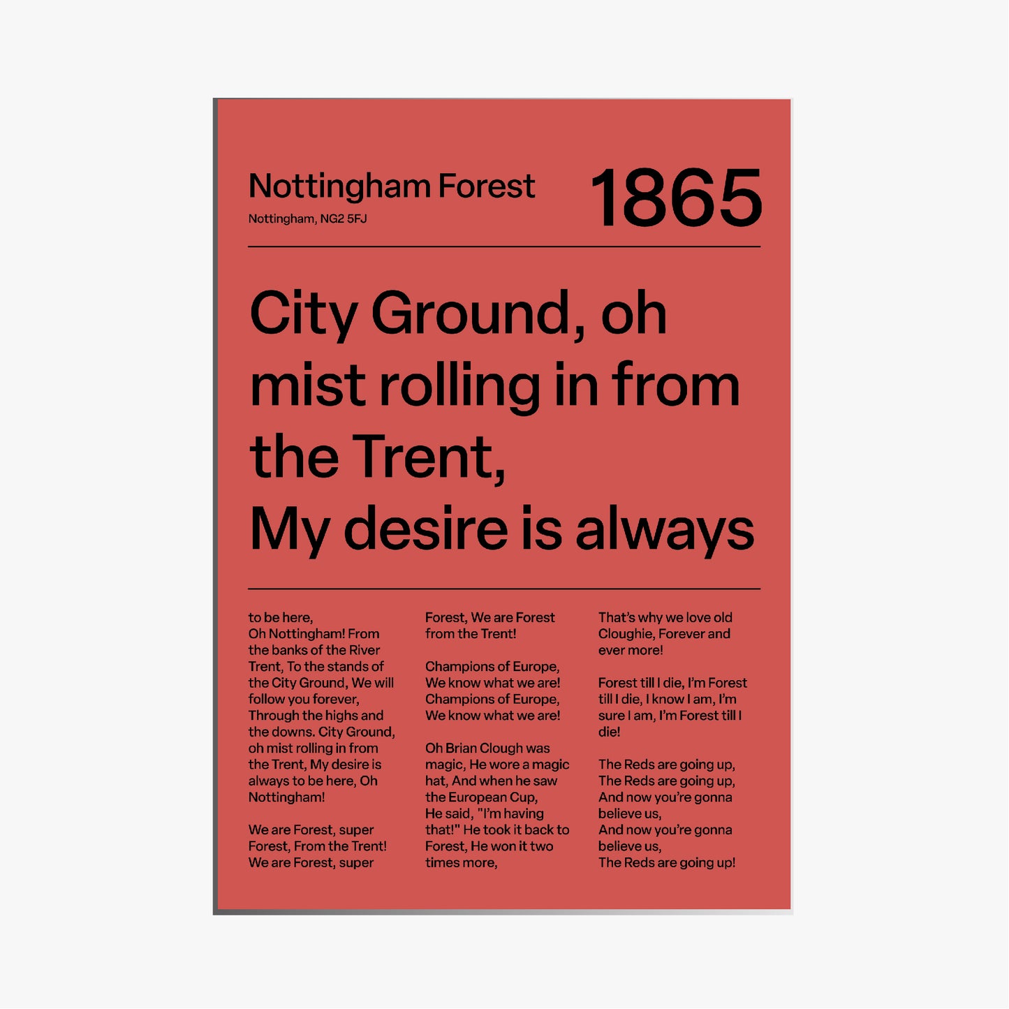 "Mull of Kintyre" Nottingham Forest F.C. Art Print (Red)