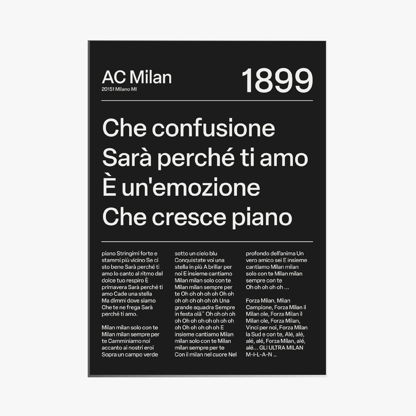 A.C. MILAN CHANTS PRINT (BLACK)