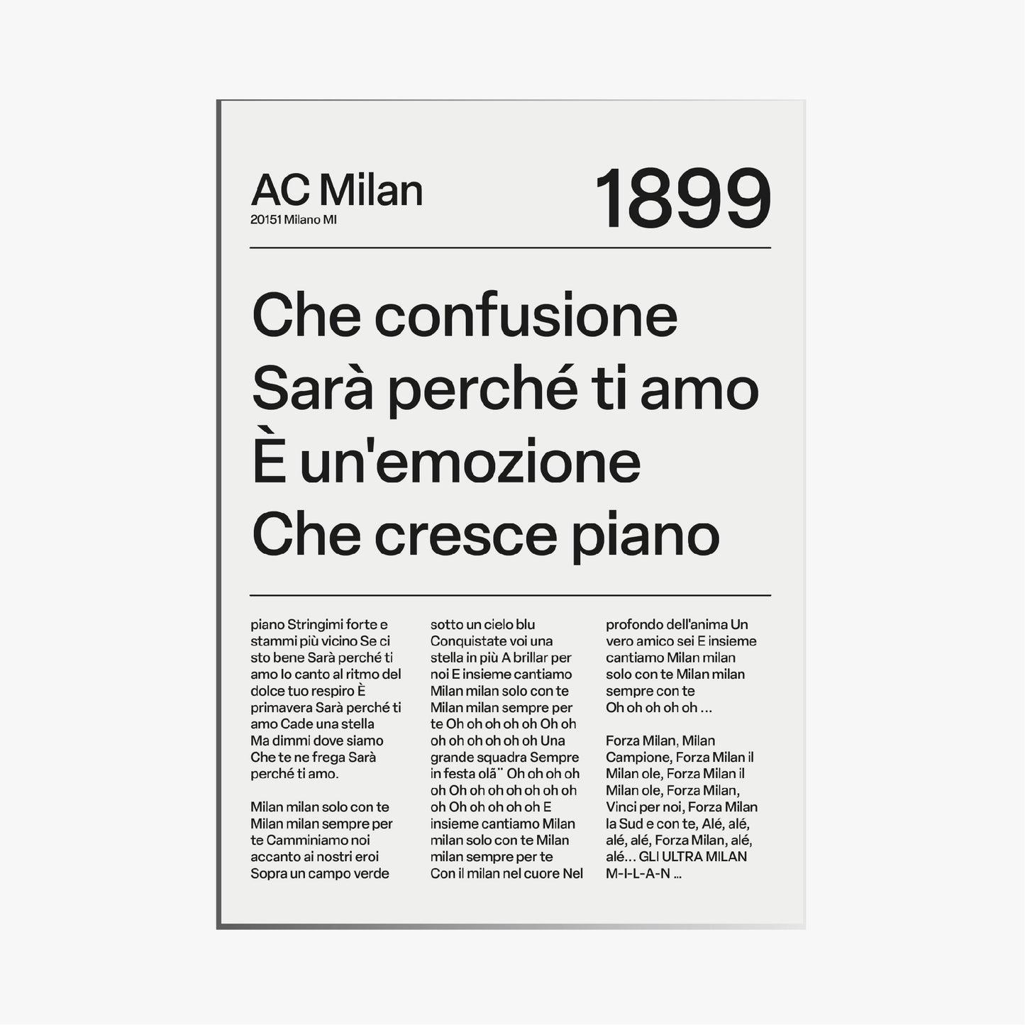 A.C. MILAN CHANTS PRINT (WHITE)