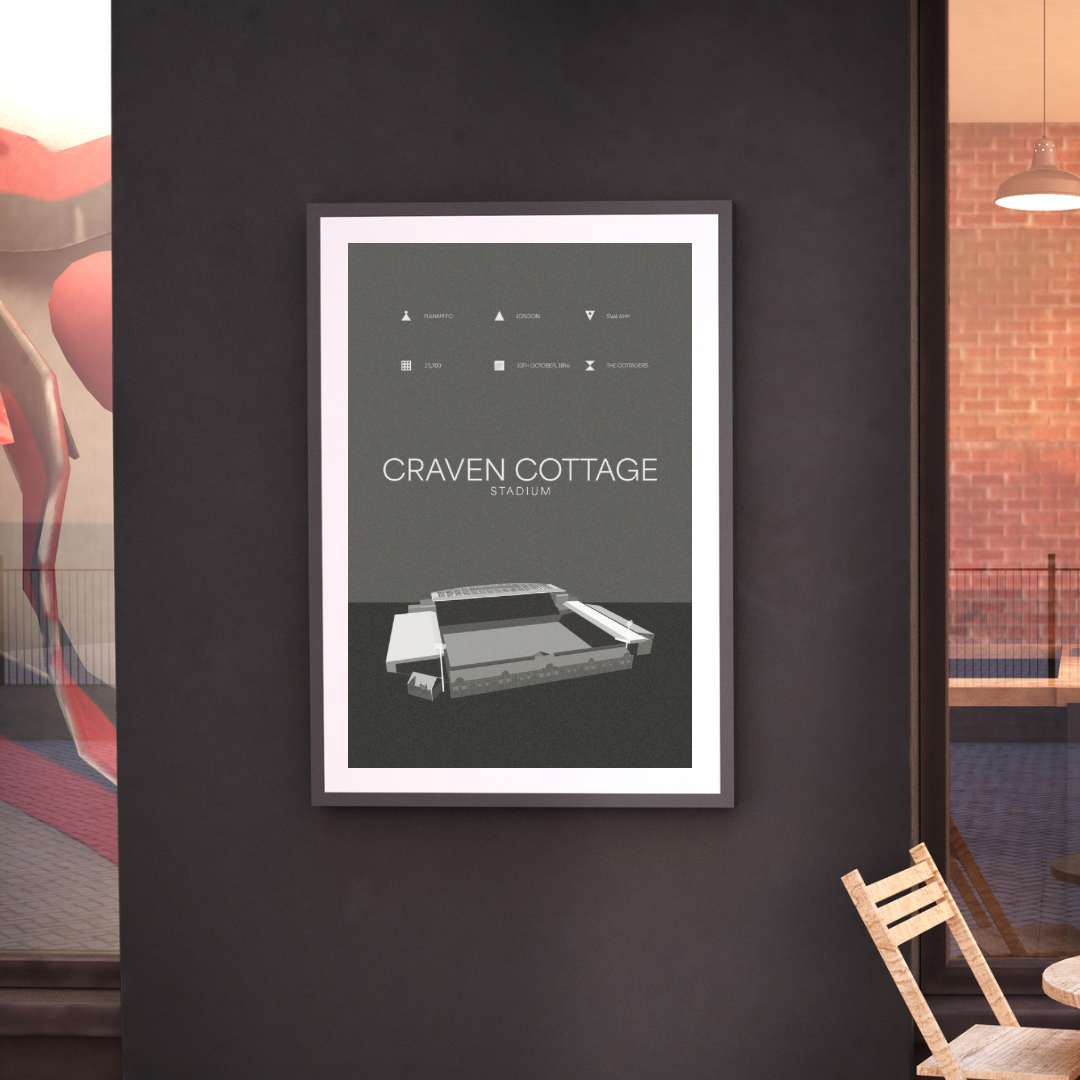 Craven Cottage Stadium - Fulham FC Black & White Art Print