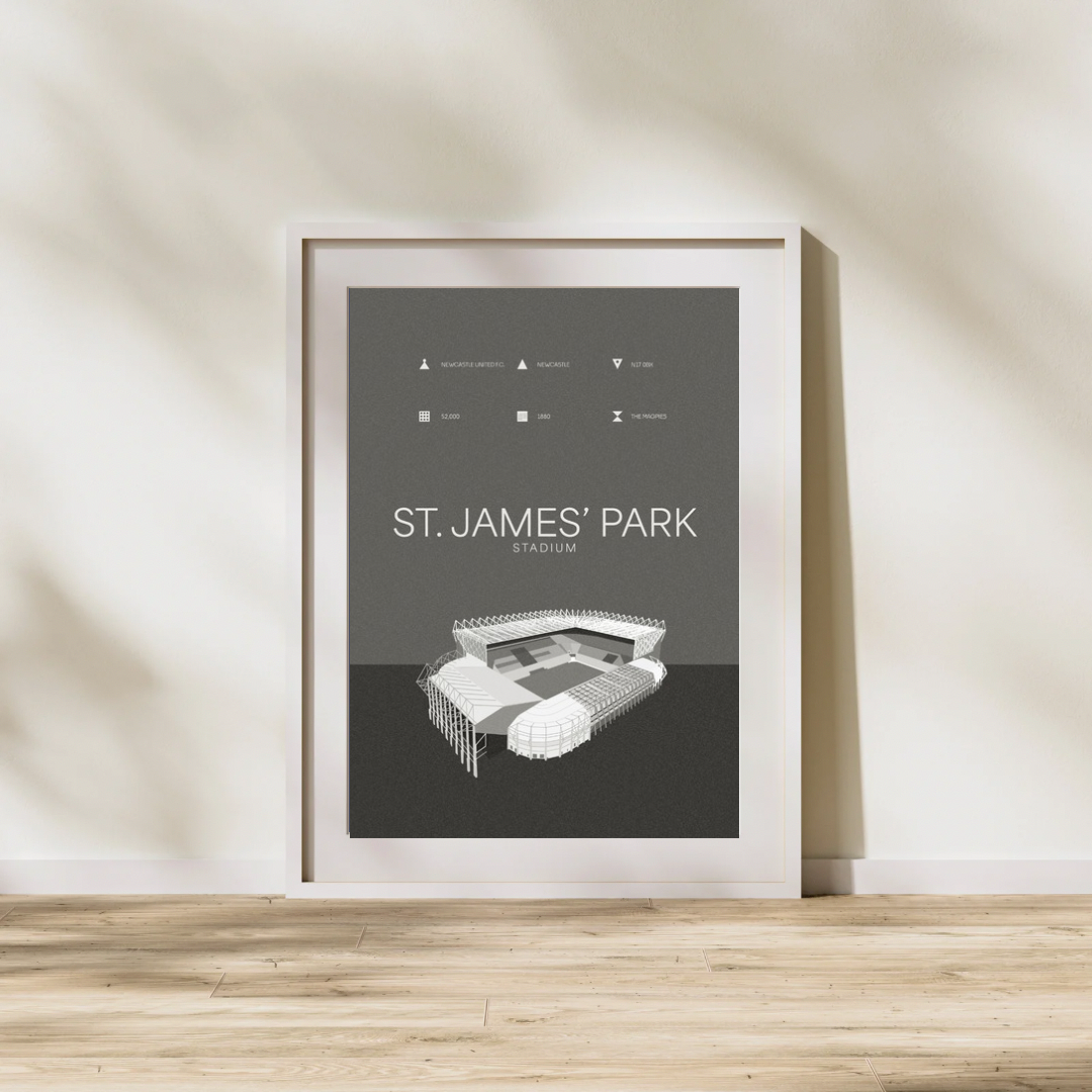 St James Park Stadium - Newcastle United FC Black & White Art Print