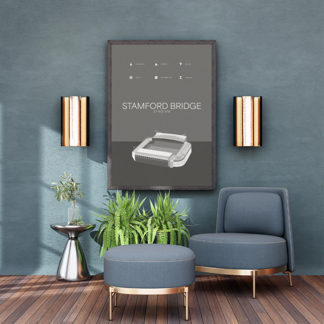 Stamford Bridge Stadium - Chelsea FC Black & White Art Print