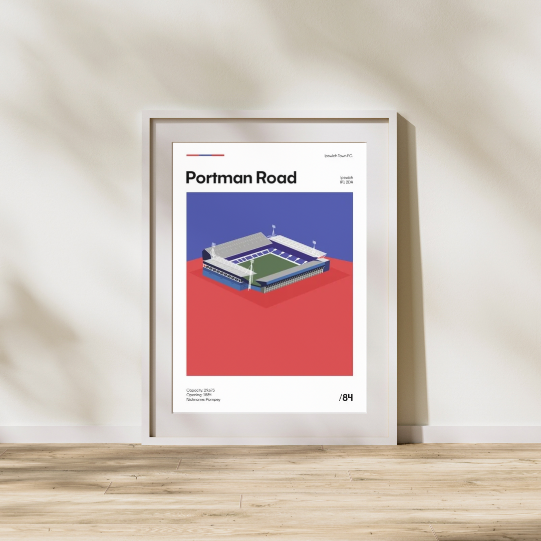 Portman Road Stadium - Ipswich Town FC Minimalistic Art Print