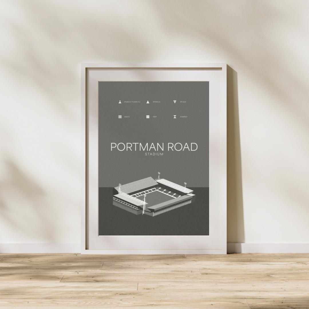 Portman Road Stadium - Ipswich Town FC Black & White Art Print
