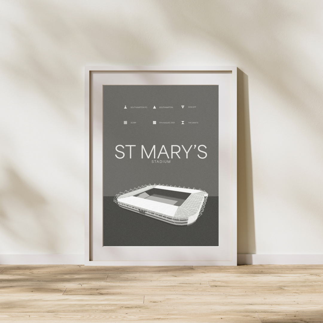 St Mary´s Stadium - Southampton FC Black & White Art Print