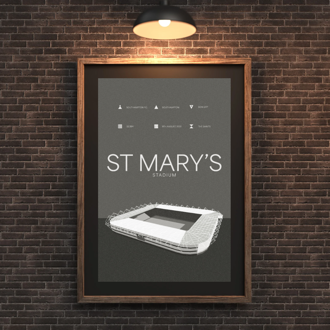 St Mary´s Stadium - Southampton FC Black & White Art Print