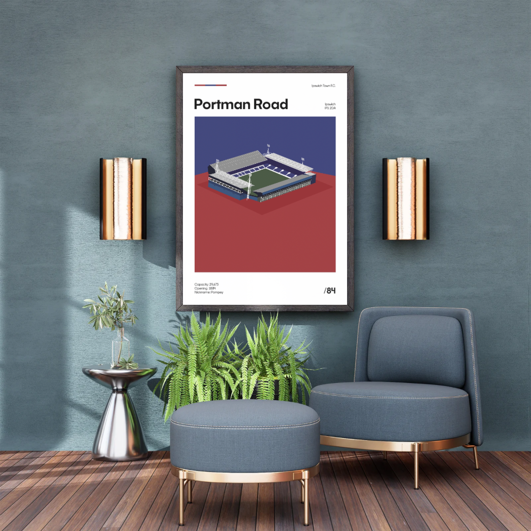 Portman Road Stadium - Ipswich Town FC Minimalistic Art Print