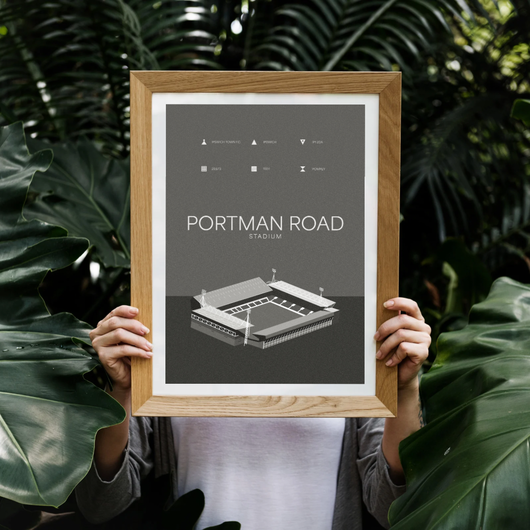 Portman Road Stadium - Ipswich Town FC Black & White Art Print