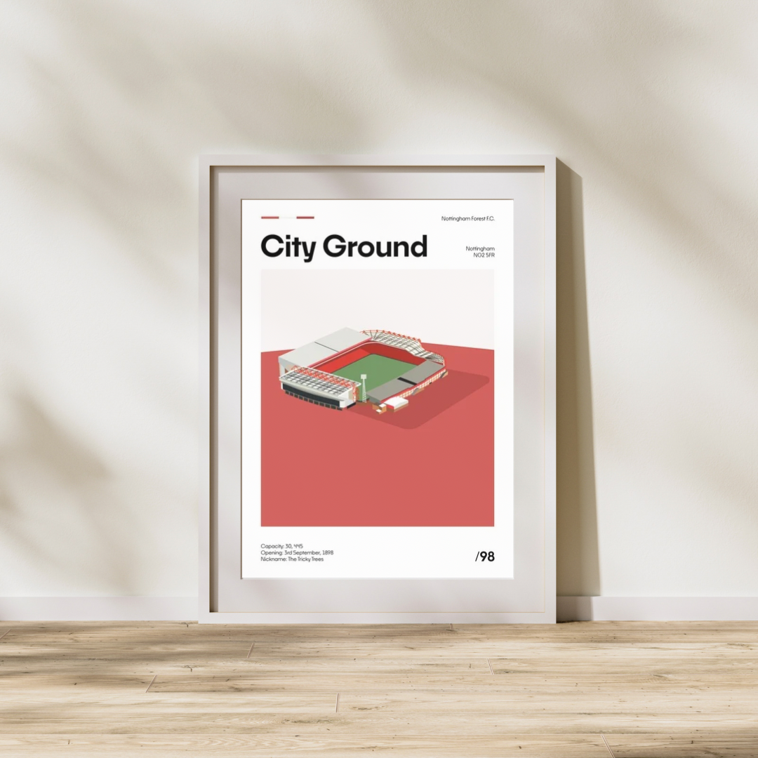 City Ground Stadium - Nottingham Forest FC Minimalistic Art Print