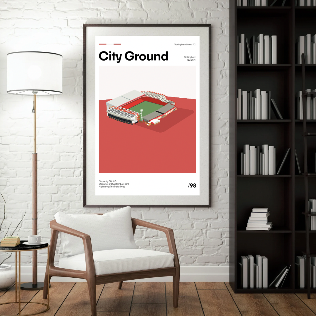 City Ground Stadium - Nottingham Forest FC Minimalistic Art Print