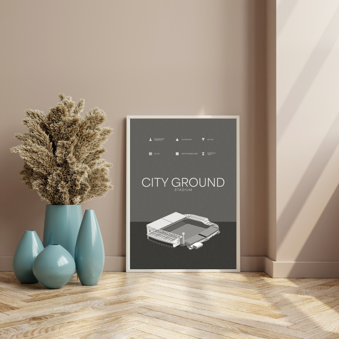 City Ground Stadium - Nottingham Forest FC Black & White Art Print