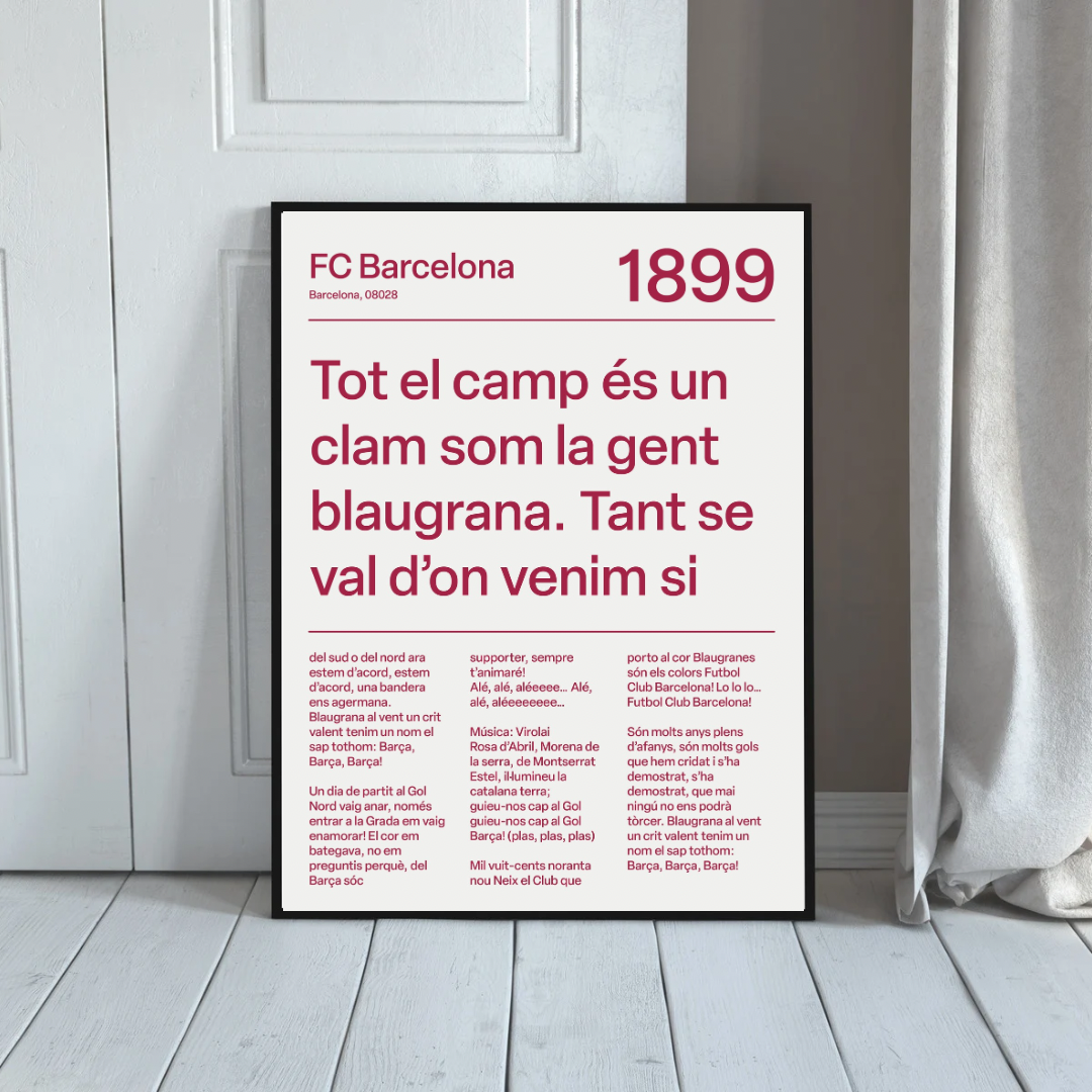BARCELONA F.C. CHANTS PRINT (WHITE)