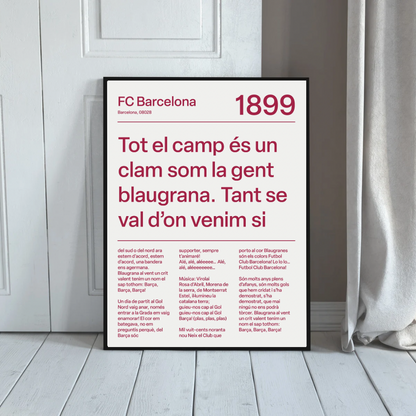 BARCELONA F.C. CHANTS PRINT (WHITE)
