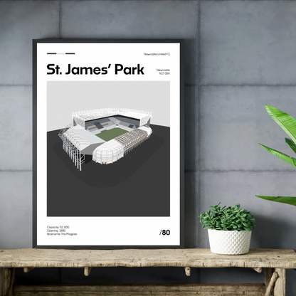 St James Park Stadium - Newcastle United FC Minimalistic Art Print