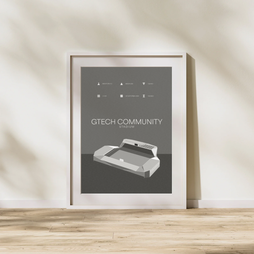 Gtech Community Stadium - Brentford FC Black & White Art Print