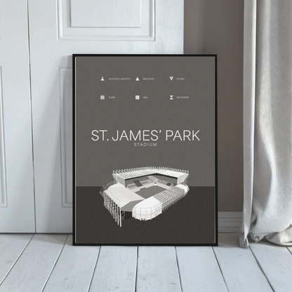 St James Park Stadium - Newcastle United FC Black & White Art Print