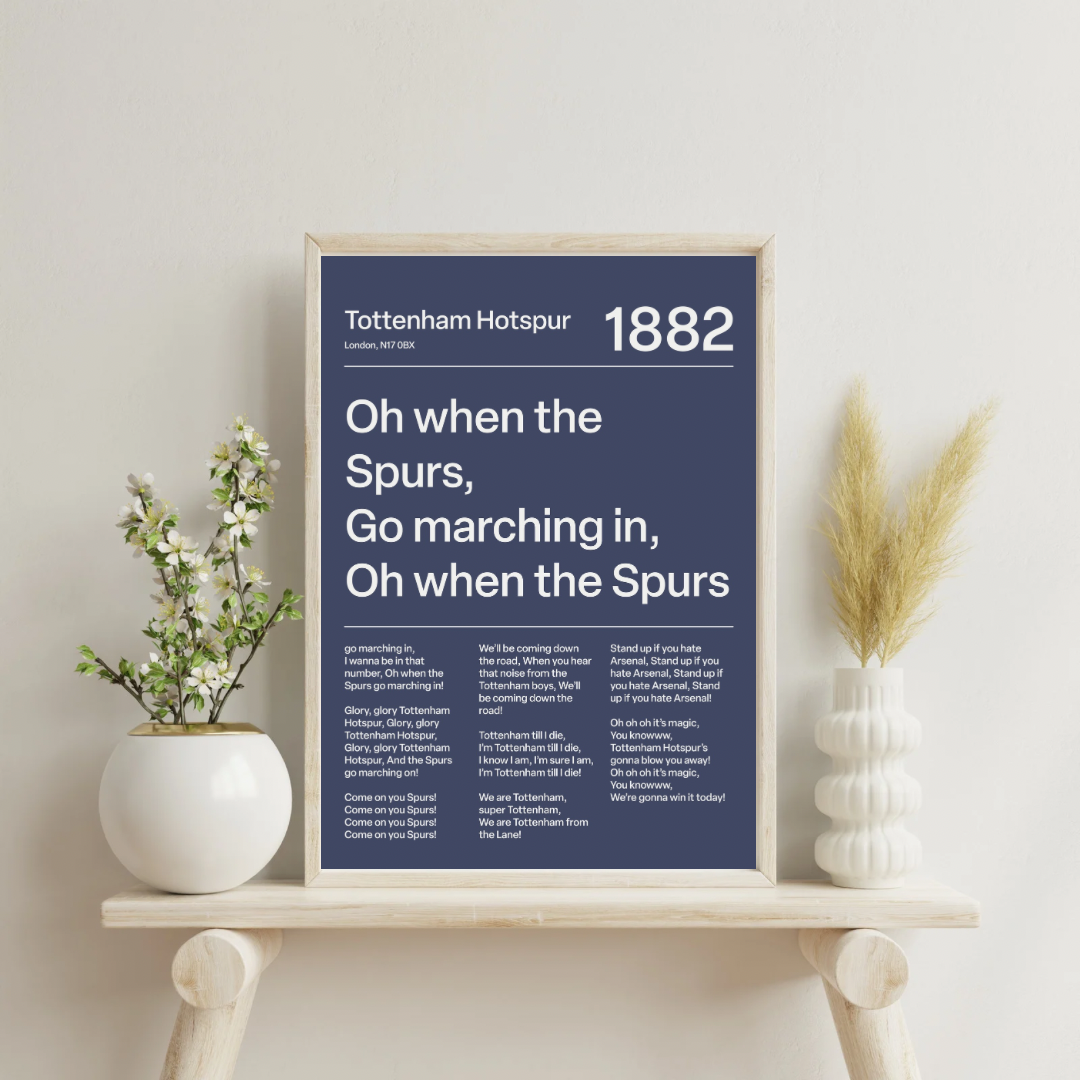 "Oh When the Spurs Go Marching In" Tottenham Hotspur F.C. Art Print (Dark Blue)
