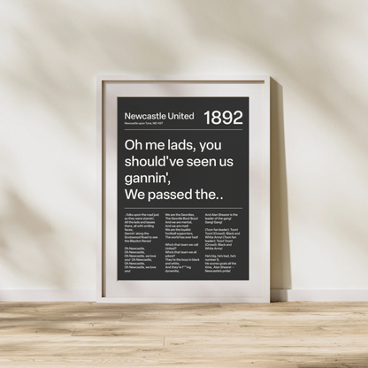 "Blaydon Races" Newcastle United F.C. Art Print (Black)