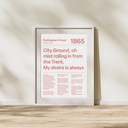 "Mull of Kintyre" Nottingham Forest F.C. Art Print (White)