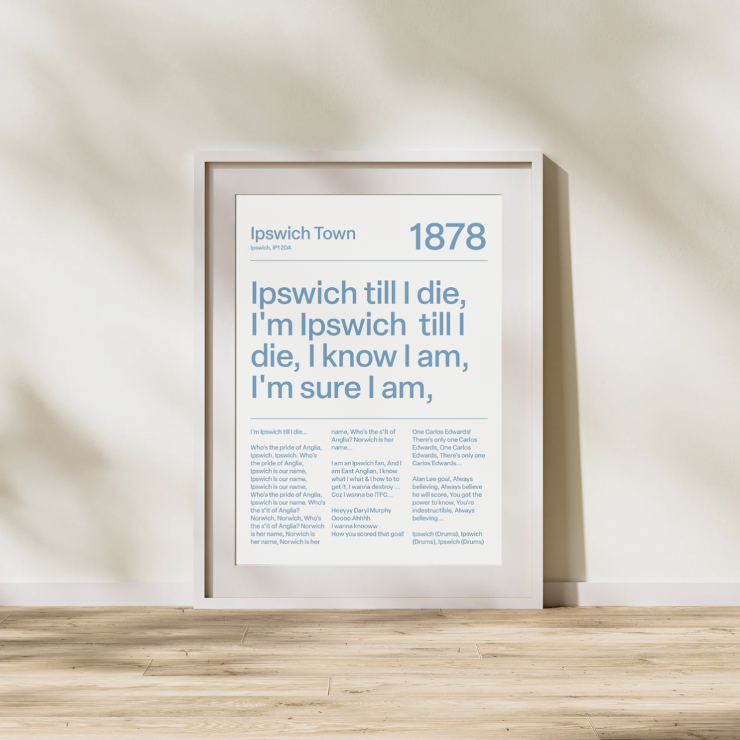 "Ipswich Till I Die" Ipswich Town F.C Art Print (White)