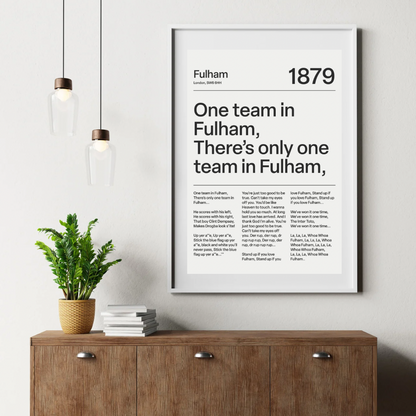 "One Team in Fulham!" Fulham F.C. Art Print (White)
