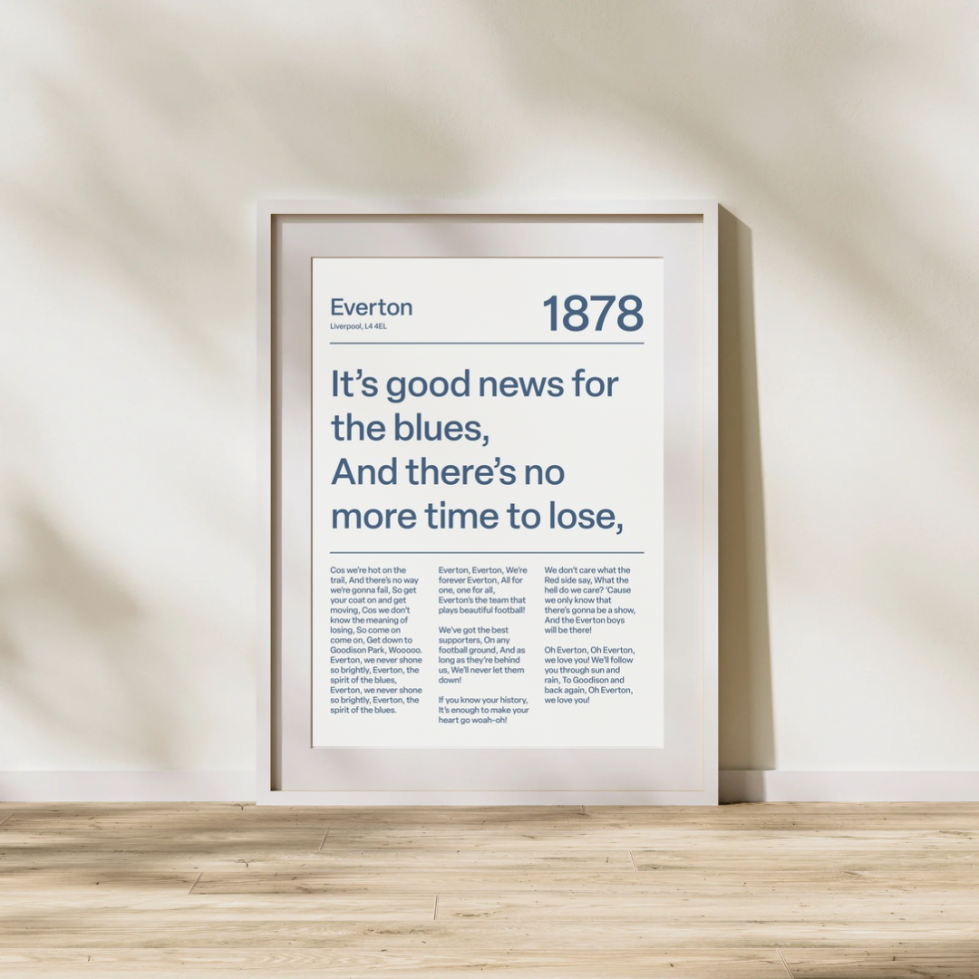EVERTON F.C. CHANTS PRINT (WHITE)