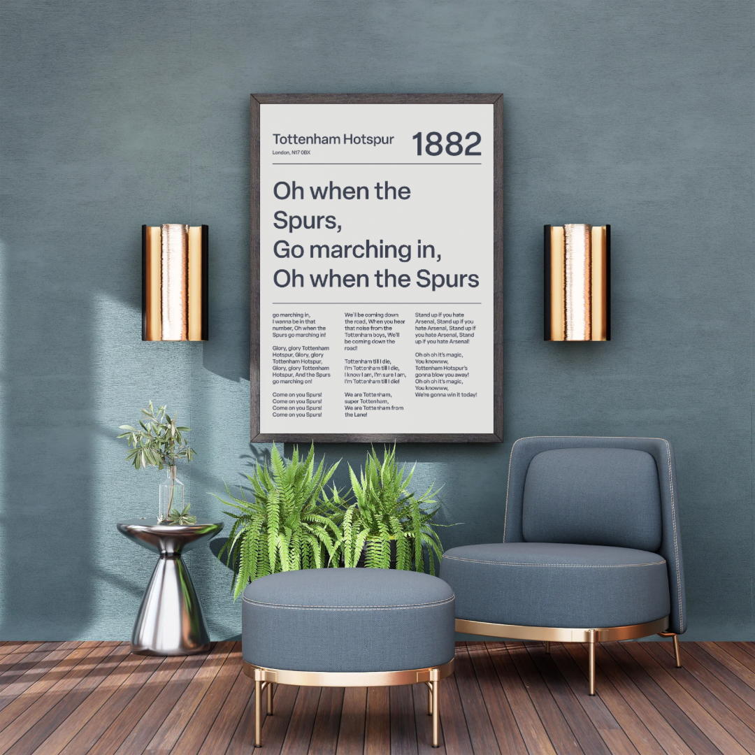 "Oh When the Spurs Go Marching In" Tottenham Hotspur F.C. Art Print (White)