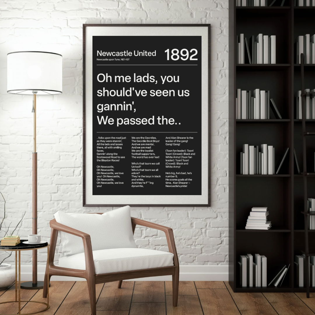 "Blaydon Races" Newcastle United F.C. Art Print (Black)