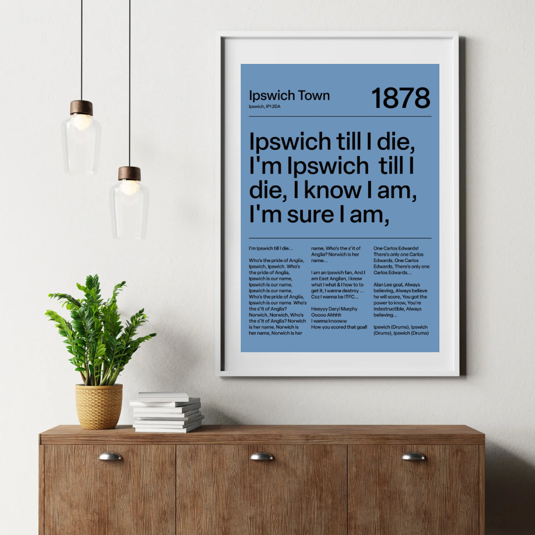 "Ipswich Till I Die" Ipswich Town F.C Art Print (Blue)