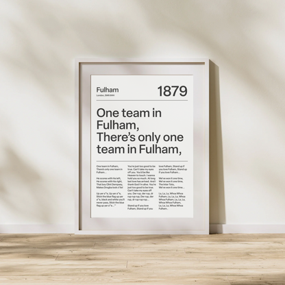 "One Team in Fulham!" Fulham F.C. Art Print (White)